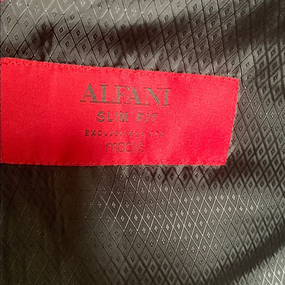Alfani Red Label Slim Fit Charcoal Grey Light Plaid Blazer 100 % Wool 40L. - Picture 2 of 14